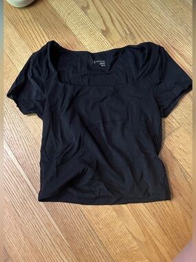 Aerie Short Sleeve Black Top with Built in Support